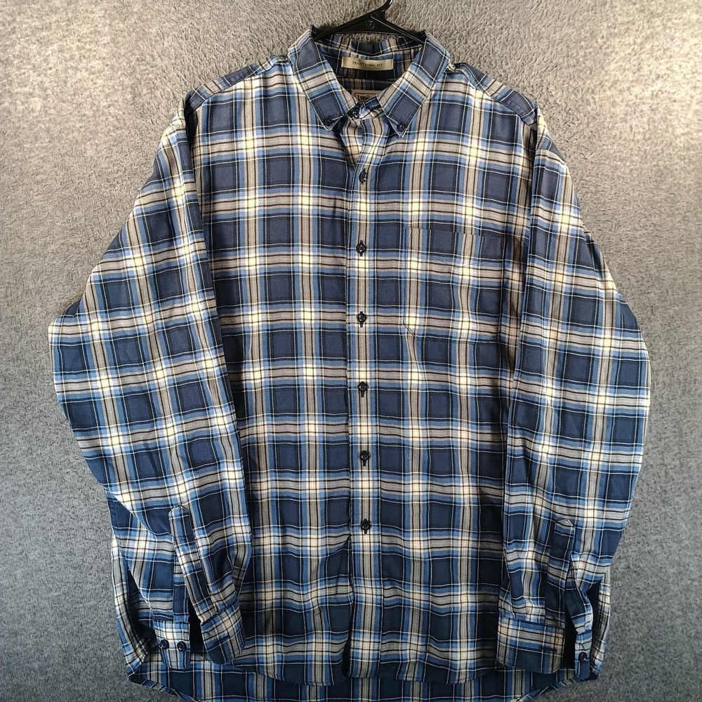 LL Bean Wicked Good Traditional Fit Flannel Shirt‎ Men L Blue Plaid